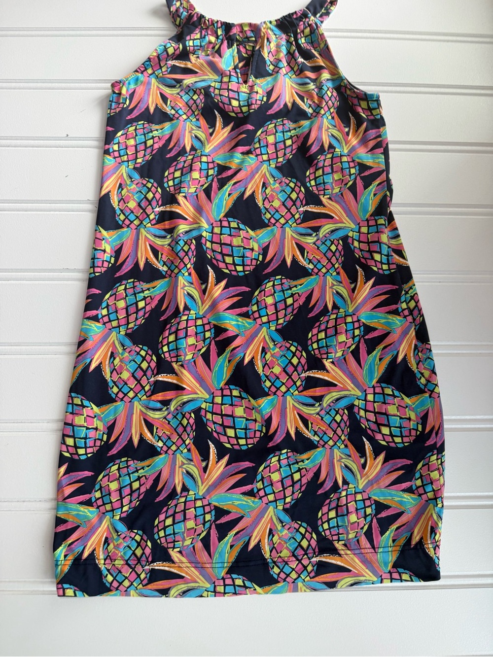 LuLu B Dress Woman’s XS Dress Keyhole Pineapple Print Resortwear UPF 50+